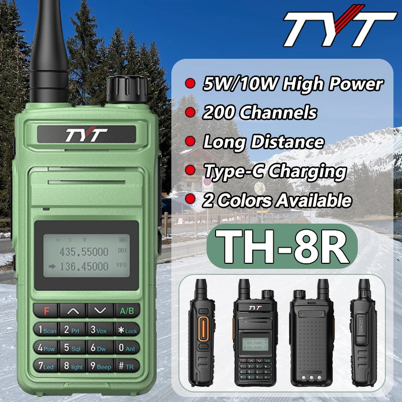 

Рация TYT TH-8R 5W/10W, высокомощная двухдиапазонная (VHF/UHF) портативная рация для любительской связи, дальнего действия, UV88, для охоты и кемпинга