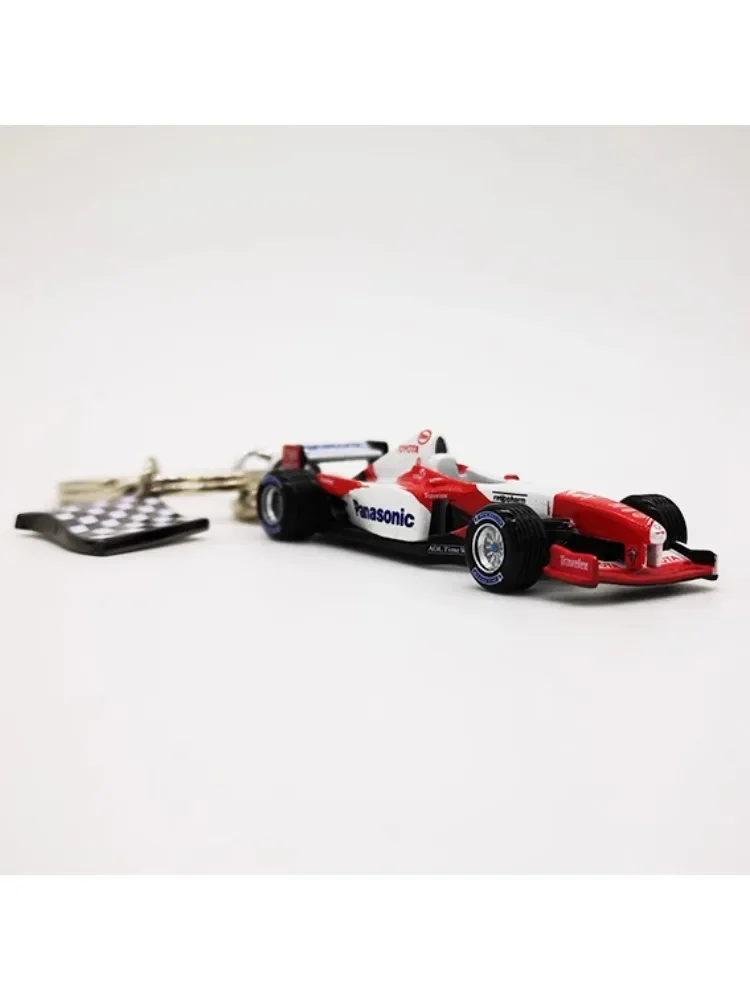 F1 China 20th anniversary race car model key ring Leather race bag hanging alloy key chain gift decorative pendant for friends.