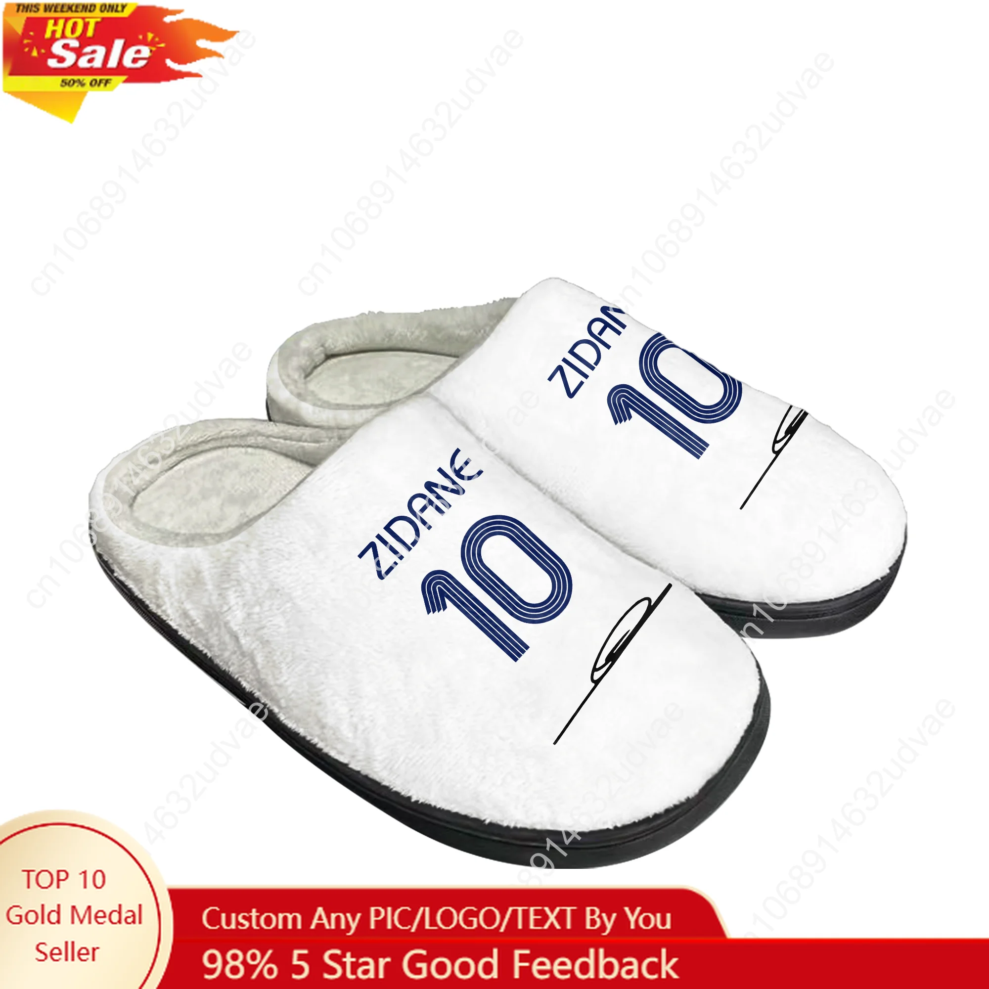 

Zidane No.10 Cotton Slippers Mens Womens Keep Warm Shoes Home Plush Footwear France Soccer Star Custom Made Thermal Slipper