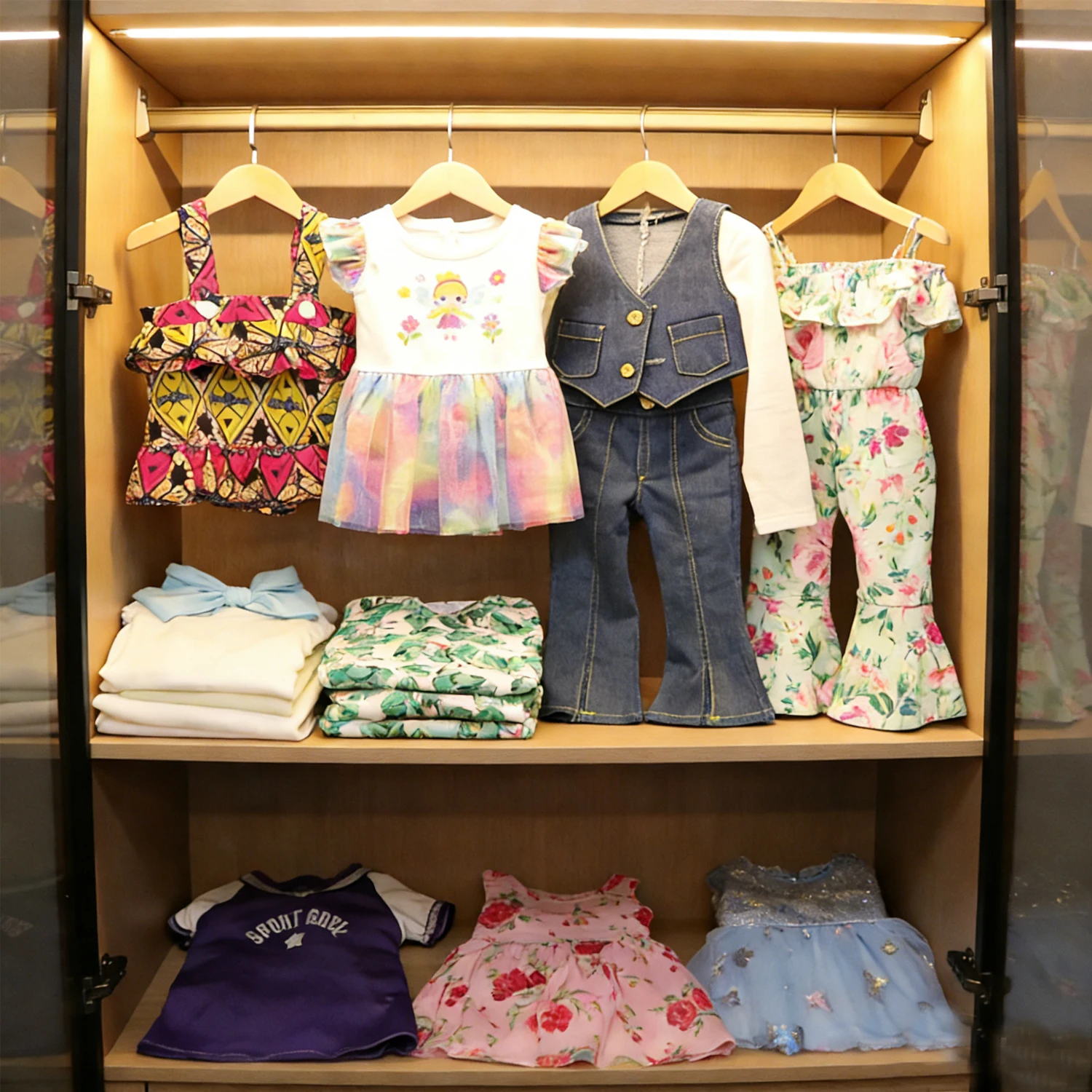 デニムジャンプスーツとユニコーンジャンプスーツ,ミックスカラースーツ,アメリカと豚の女の子の人形のおもちゃ,43cm, 18インチ,新しいコレクション