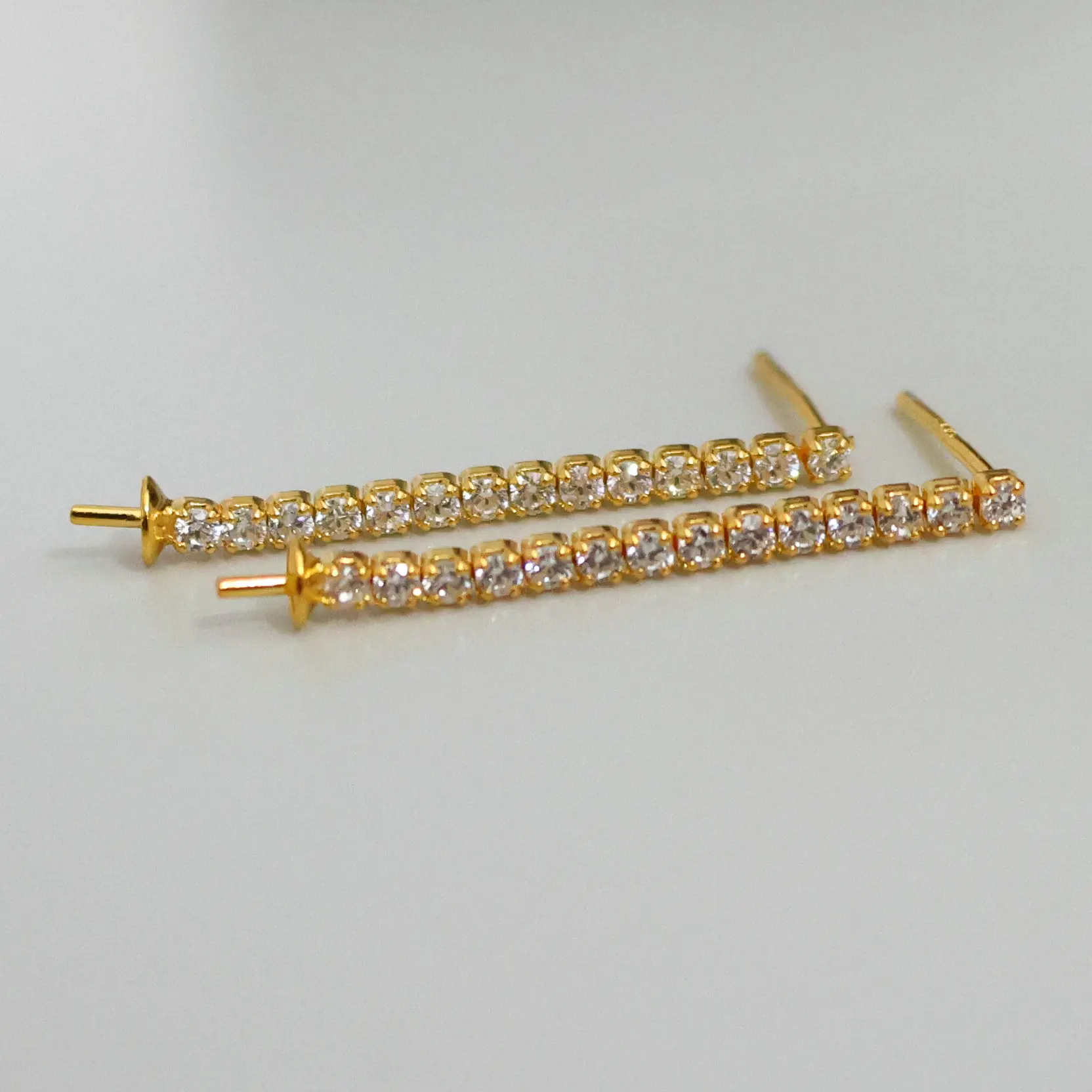 1 Pair 100%  Solid 925 Sterling Silver Zircon Earring Setting for DIY Drop Earring Making JQ0044