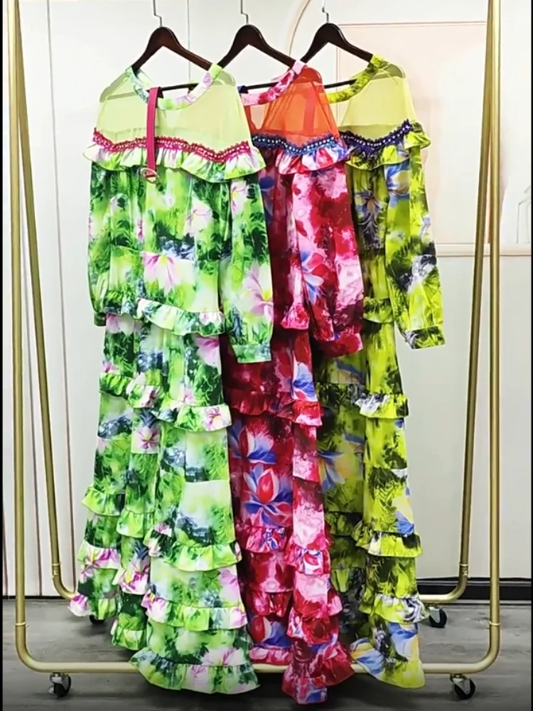 

2025 Fashion African Summer Pleated Dresses For Women Plus Size Africa Elegant Kaftan Muslim Evening Party Chiffon Dress