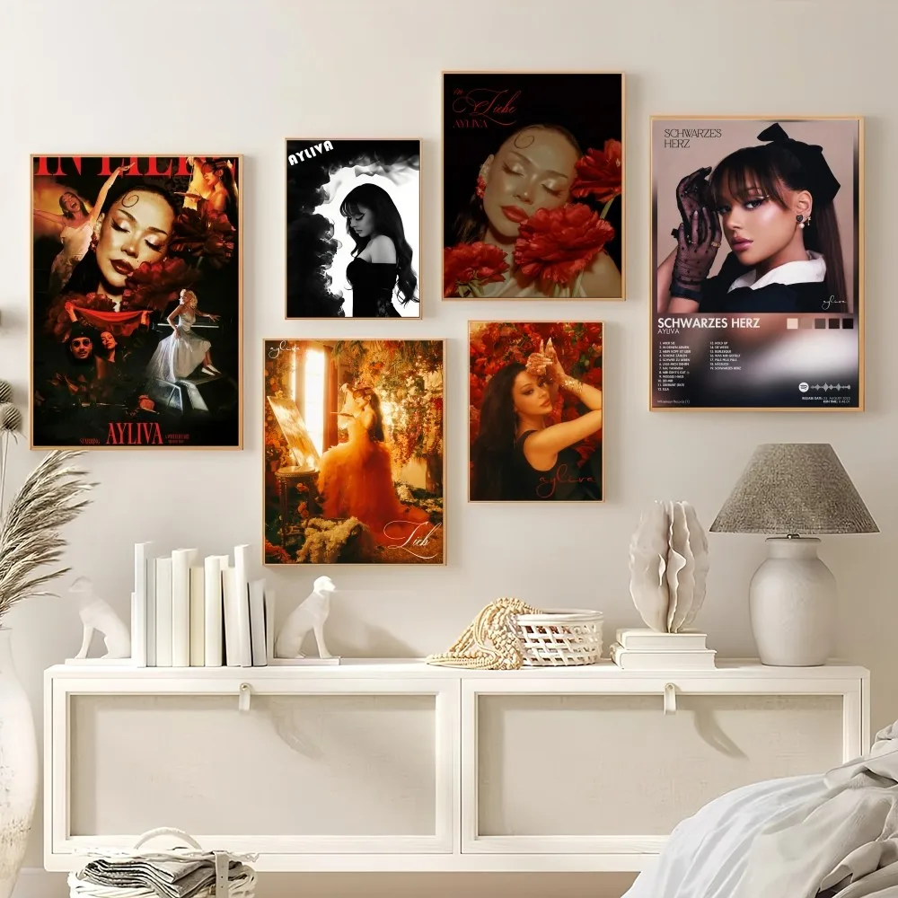 Singer Ayliva Schwarzes Herz In Liebe Lieb mich Poster Prints Wall Painting Bedroom Living Room Decoration Office Home