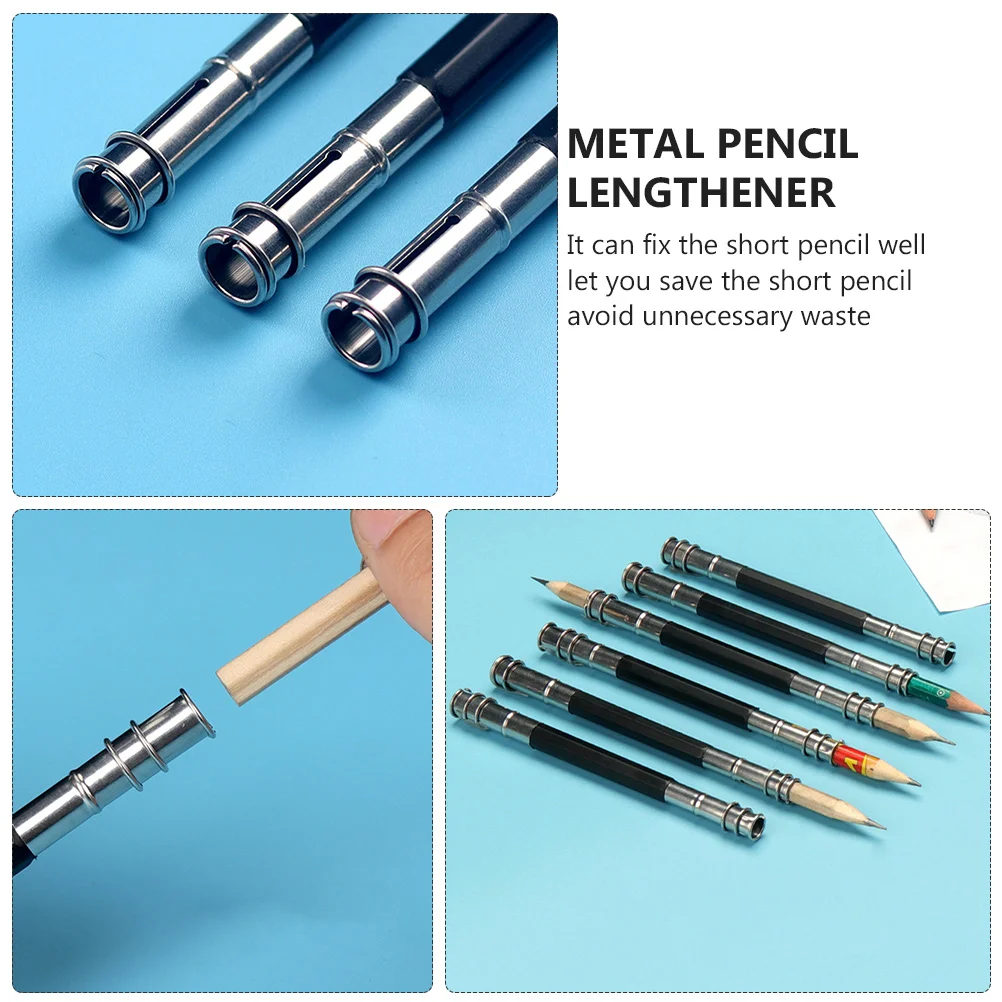 Pencil Extender Lengthener Crayon Extenders Aluminum Extension Holder Lead Pencils Plain Noodles Student