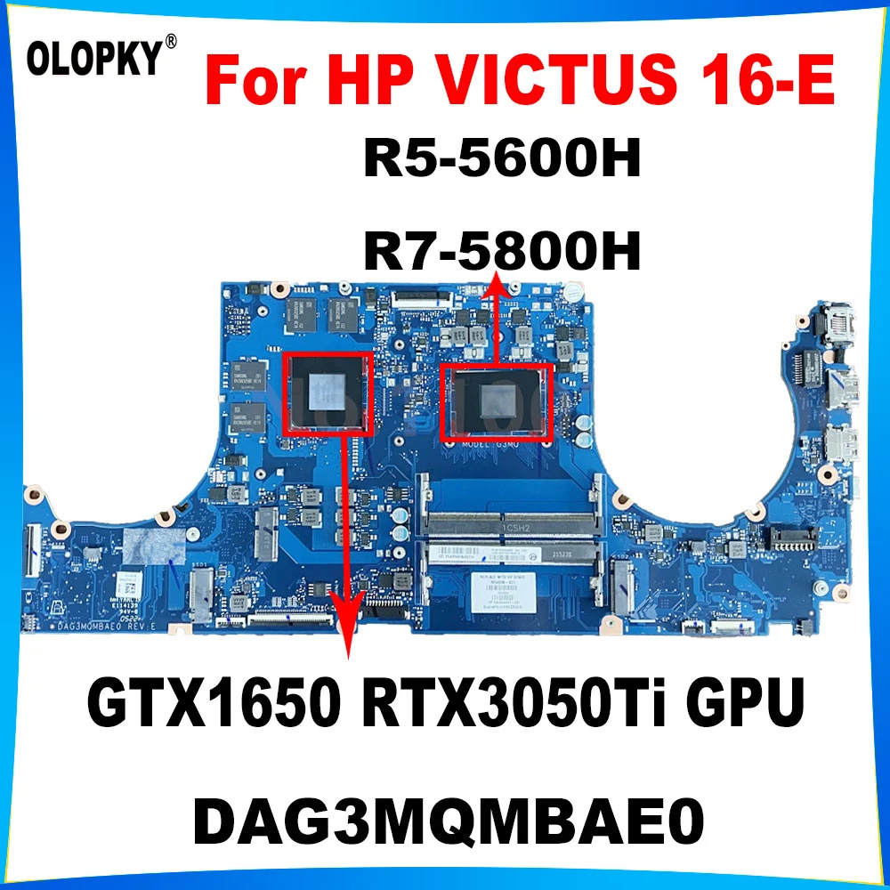 

Материнская плата DAG3MQMBAE0 для ноутбука HP VICTUS 16-E M54836-601 с процессором R5-5600H R7-5800H GTX1650 RTX3050Ti, протестированная графическим процессором