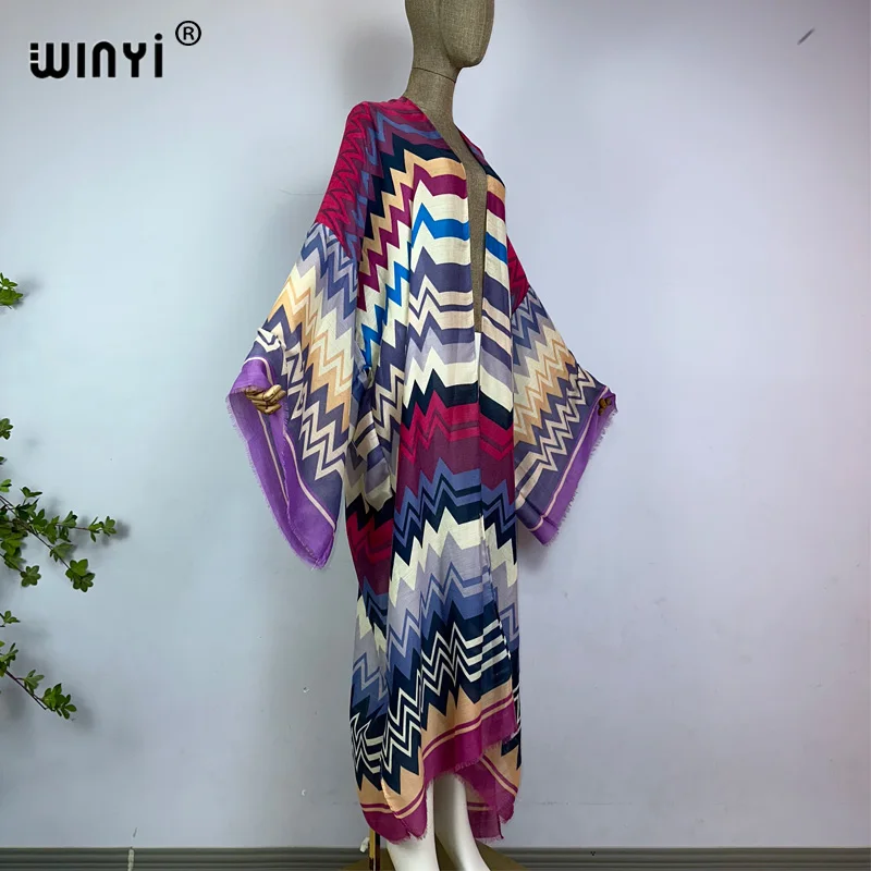 Kimono WINYI letnie damskie z nadrukiem kamelii z długim rękawem luźne okrycie plażowe damskie sukienka boho Streetwear kimono