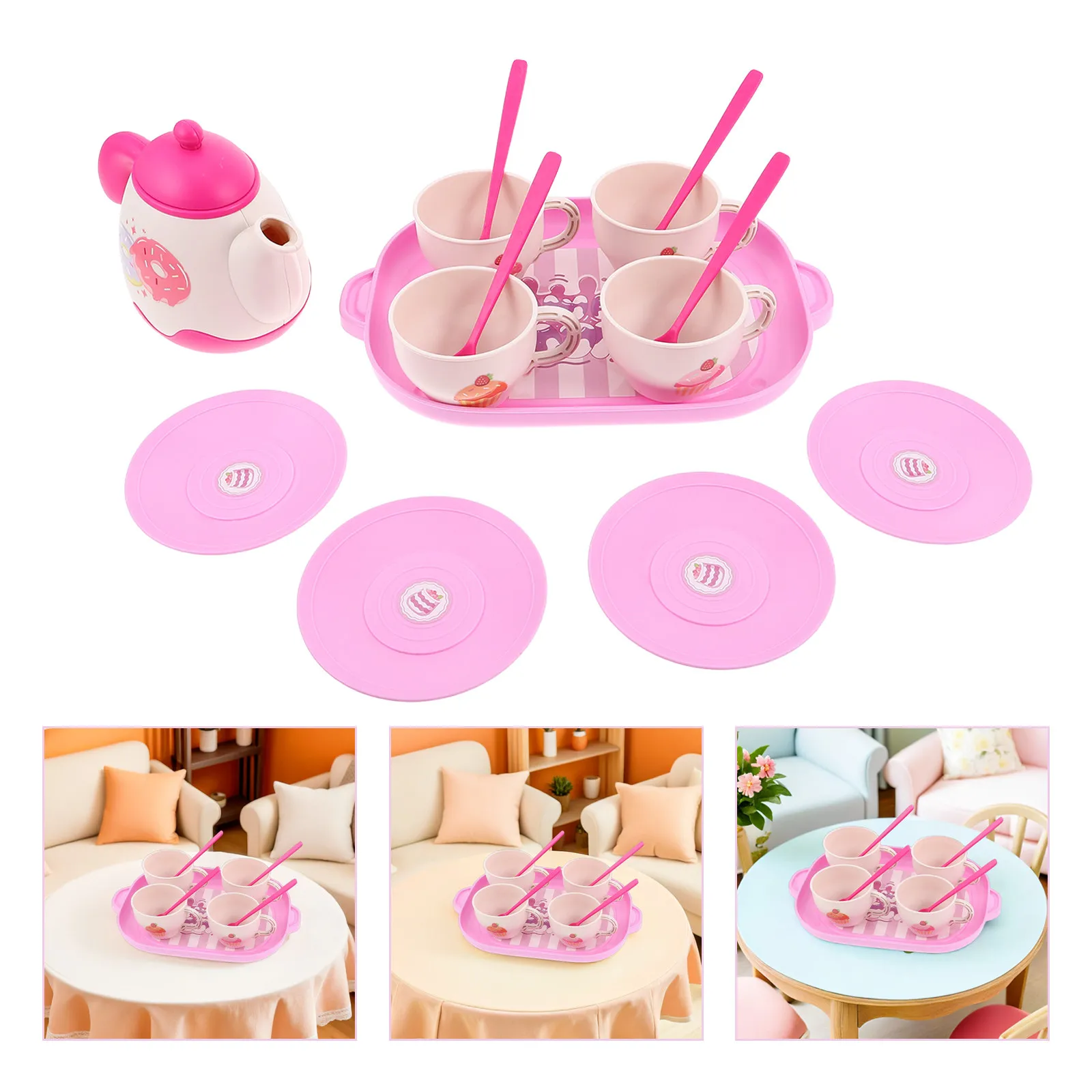 1set-children's-plastic-pretend-play-tea-set-bright-colors-teapot-tray-cups-saucers-kids-kitchen-accessories-christmas-birthday