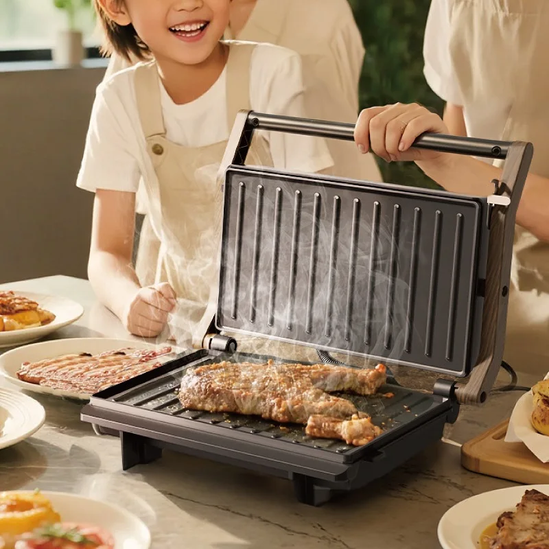 220V Electric Steak Machine Home Non-Stick Double-Sided Grill Press Heating Sandwich Panini Press Multifunction Electric Skillet