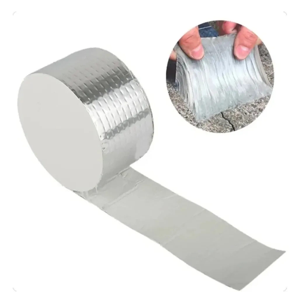 1rollofself-adesivobutyltapewaterproof-folha-de-aluminio-vazamento-cologging-cor-de-aco-vazamento-de-telhado-repaandwir-material-trabalho-manual