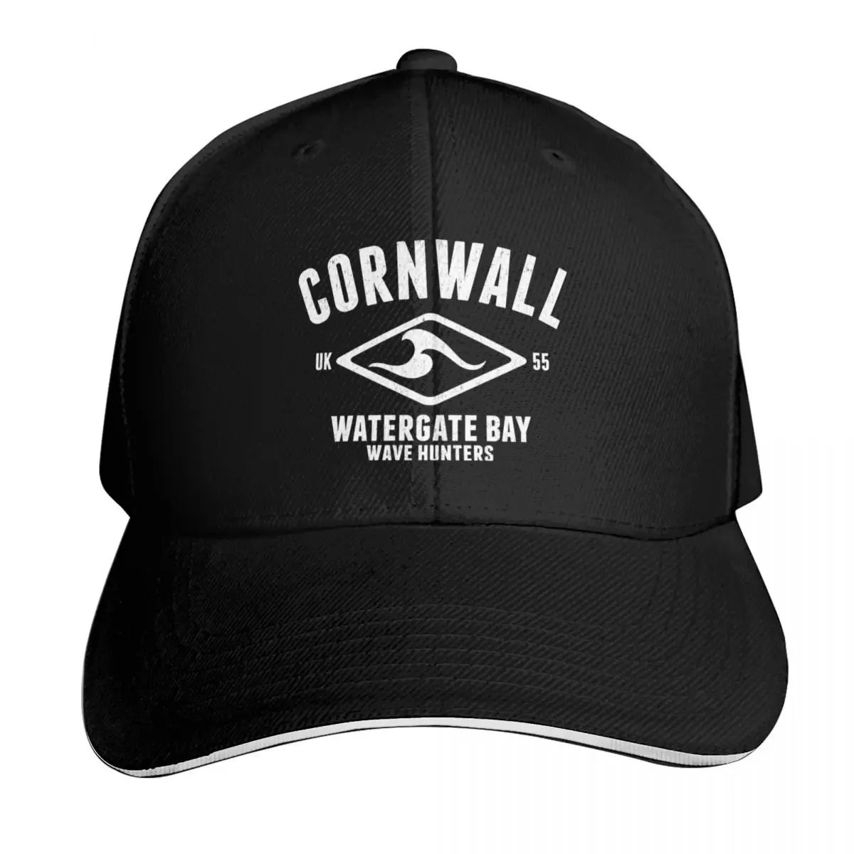 CORNWALL UK WATERGATE BAY VINTAGE USED LOOK SURF DESIGN, BY SUBGIRL Baseball Cap Men Women Casual Summer Sport Sun Cap