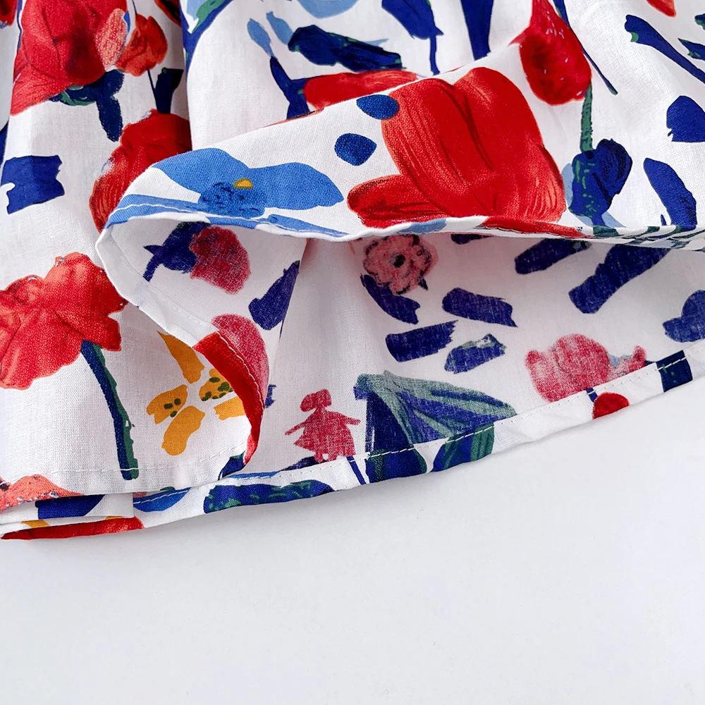 3-7 سنوات الفتيات الصيف موضة جديدة الملابس الحلوة طباعة نفخة الأكمام القوس عارية الذراعين فستان الأميرة 1 قطعة الاطفال ملابس لطيف للحفلات