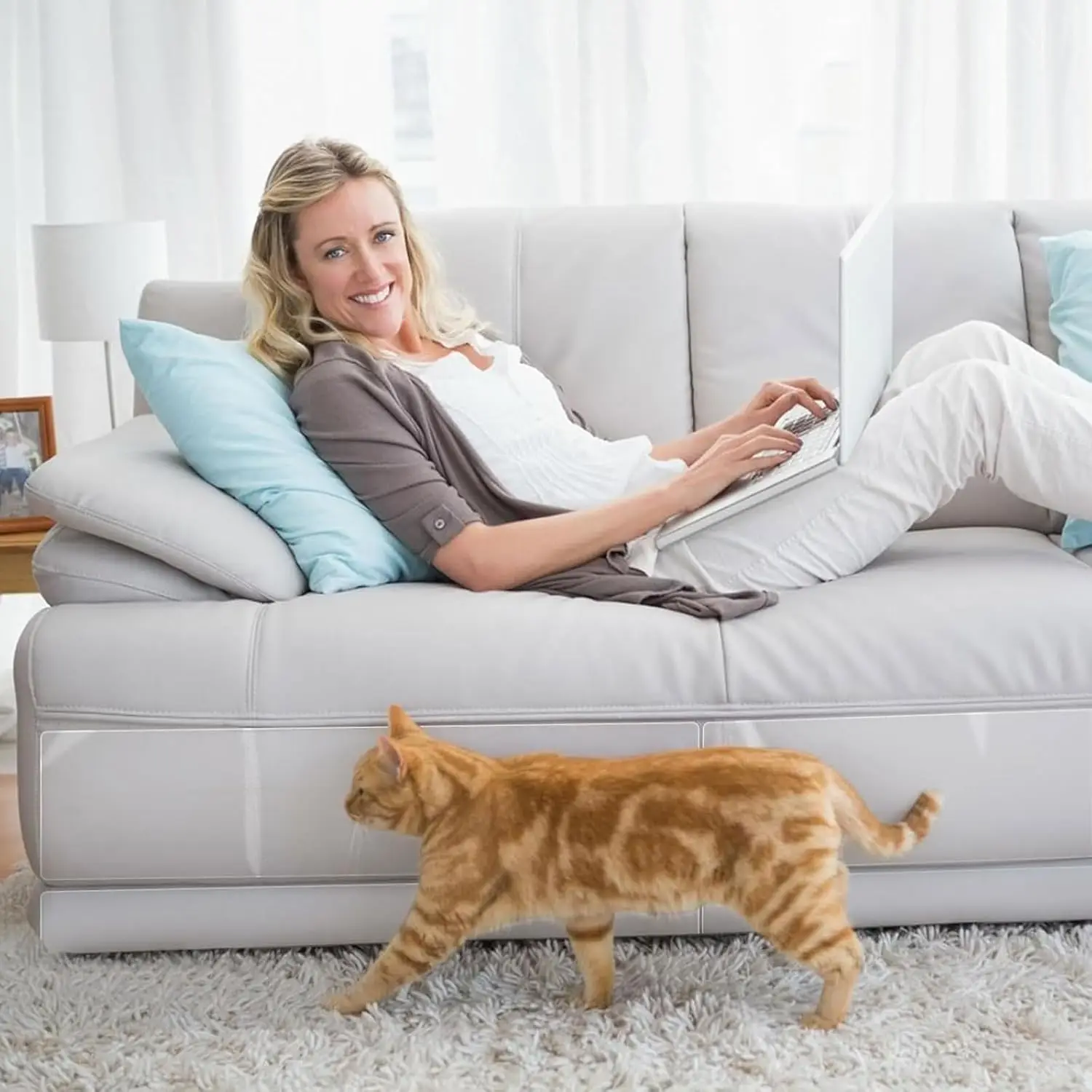 Generic القط خدش حامي الأثاث سميكة الفينيل الأريكة حامي واضح ذاتية اللصق القط الشريط لجدران باب أريكة الأثاث