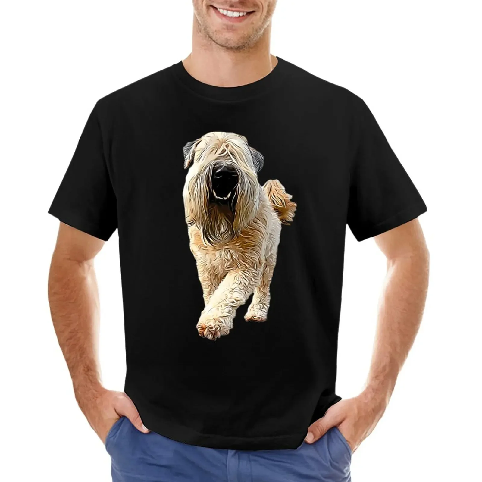 ヘムテンテリアTシャツ、ソフトコーティングされた犬、かわいい服、男性の服、夏