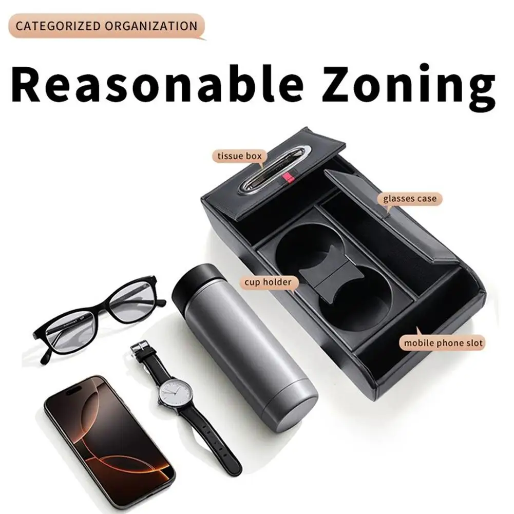 

Многофункциональный органайзер для автомобиля: подлокотник, держатель для салфеток и стаканов, люксовый бокс для хранения