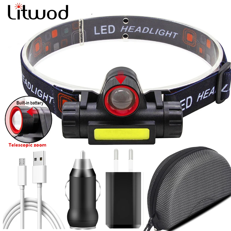 

Sensor XP-G Q5 Zoomable Headlamp Head Lamp Headlight Waterproof 2500lm Led Built in Usb Rechargeable 18650 Battery Working Light