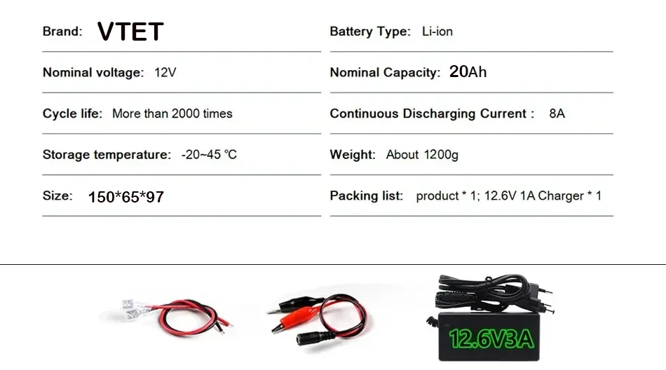 2024 new 12V 10000mAh 3S7P 18650 high endurance lithium battery, suitable for standard 12V voltage devices+12V3 charger