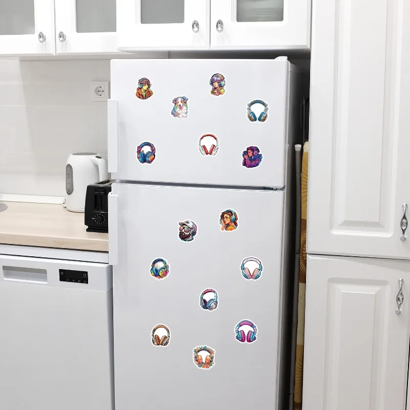 50 Uds. De auriculares bonitos con personalidad de dibujos animados, pegatinas decorativas de grafiti creativas