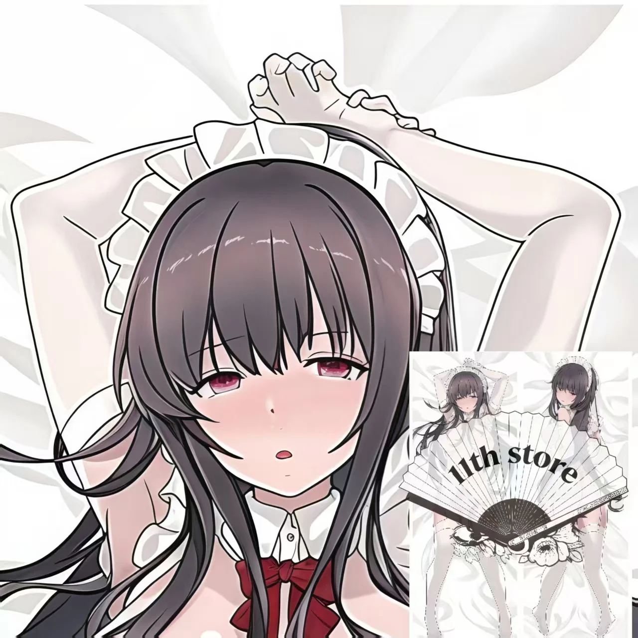 Cute Maid Girl Pillowcase Otaku Cushion Case Waifu Dakimakura Soft Hugging Throw Cover for Sofa Bedroom Home Decor Adult Gift