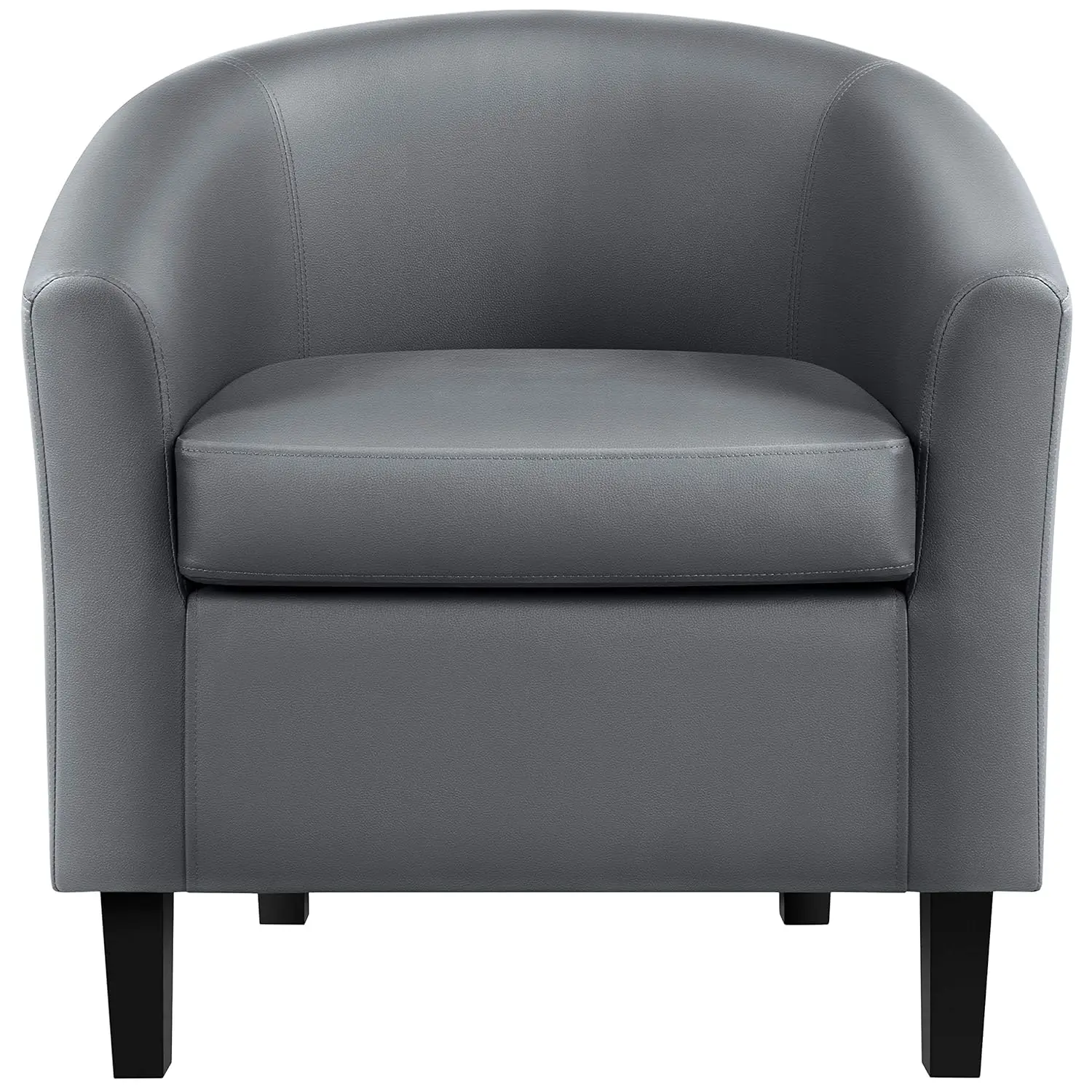 

Faux Leather Club Chair, Modern Accent Chair And Cozy Barrel Armchair With Sturdy Wood Legs For Living Room Bedroom, Customized