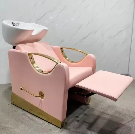 Customized Modern Hair Washing Station Barber Shop Beauty Salon Equipment Electric Shampoo Chair With Ceramic Shampoo Bow