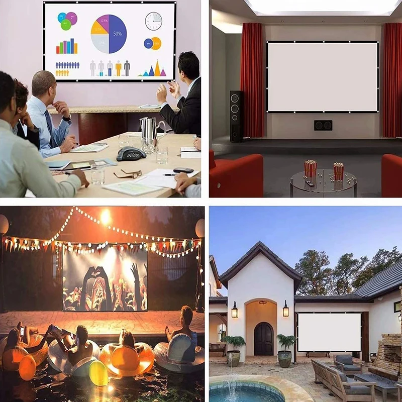 72-inch 4K Projection Screen, Indoor And Outdoor Projection Curtain Home Theater, Foldable Anti-crease Portable Projector Curtai