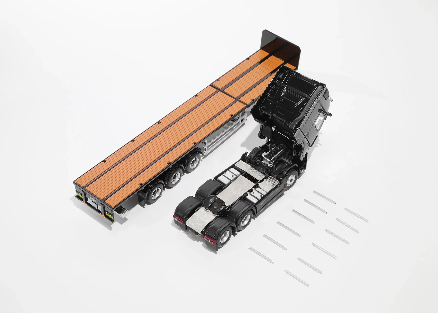 Diecast Car Model G.C.D. Actros Gigaspace 6x2 Sattelzugmaschine & Scalable Trailer 1:64 497# 498# 499#