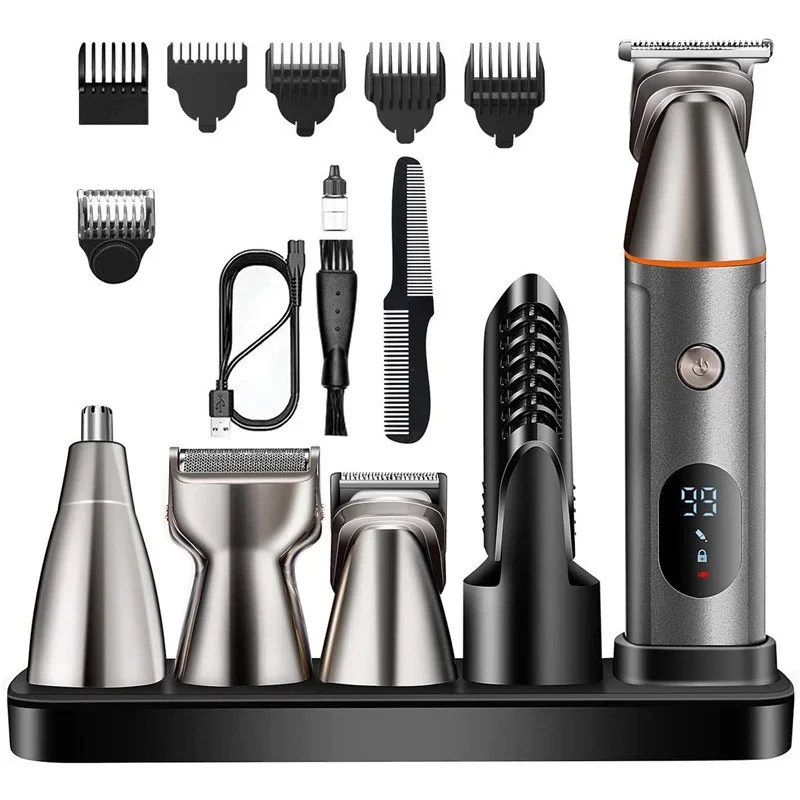 

5in1 Multifunctional Professional Hair Clipper Shaver Nose Hair Trimmer Cordless Electric Men's Hair Trimmer with Charging Base