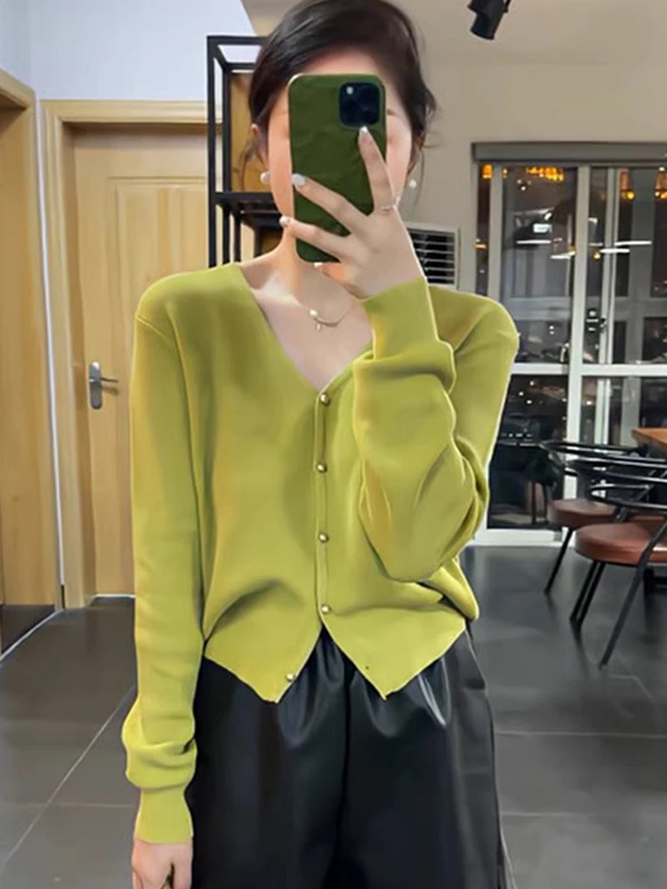 

Faionable Long Sve Knitted Open Cardigan Early Autumn Gentle Lazy Sle V-Ne Sweater Jaet Top Ele Sensation