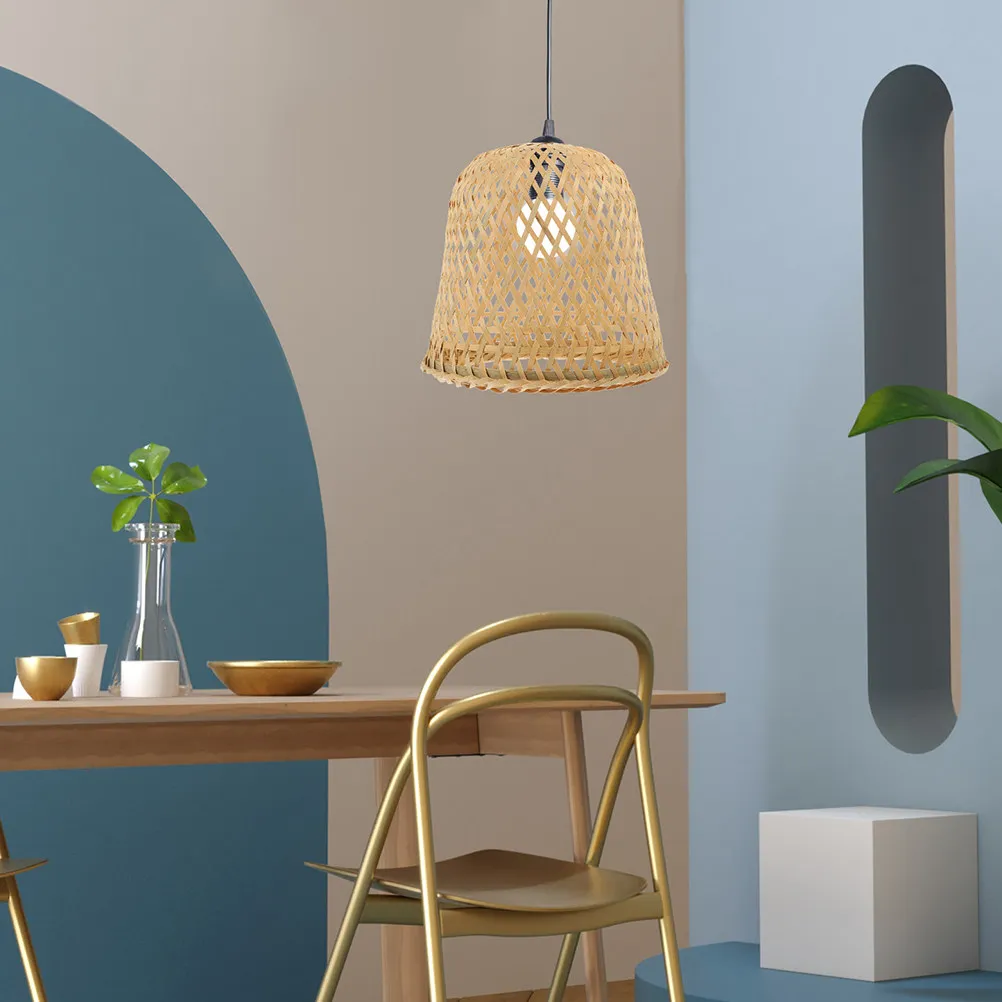 

Плетеный бамбуковый абажур ручной работы в стиле ретро для дома, отеля, ресторана, спальни, кабинета, декоративный потолочный светильник