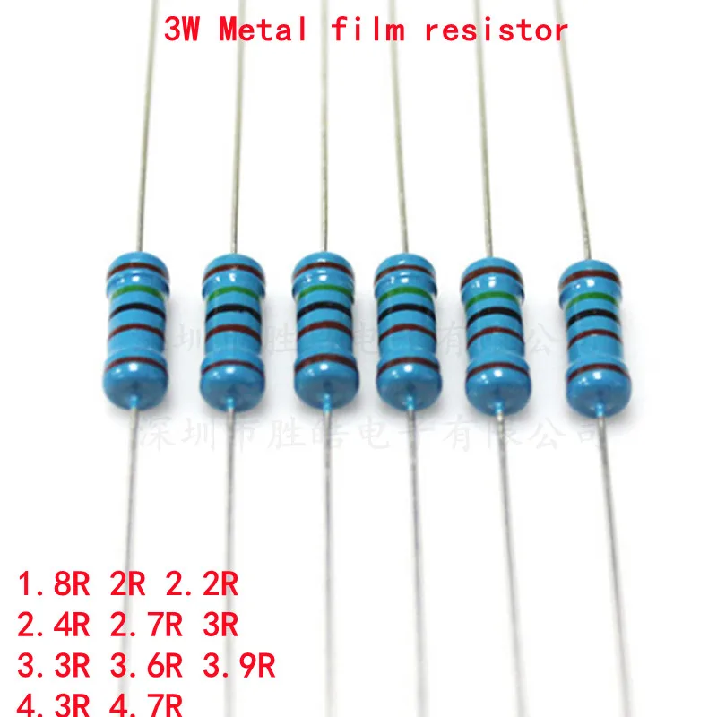 

10piece 3W Metal Film Resistor New 1% 1.8R 2R 2.2R 2.4R 2.7R 3R 3.3R 3.6R 3.9R 4.3R 4.7R Ohm Accurate High Good Quality Ohms DIP