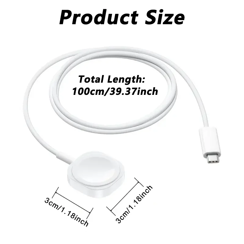 USB Type C Charger For Apple Watch Series Ultra 3 4 5 6 7 8 SE Charging Cable For iWatch Ultra 3 4 5 6 7 8 Charger Station 100cm