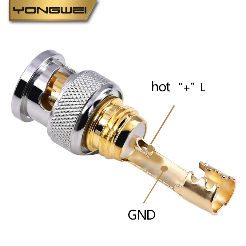 YONGWEI Ohm Gold Plated HD BNC Plug Q9 Surveillance Video Cable Connector 75-5 HD-SDI Welding Security Line 50Ω Feeder Connector