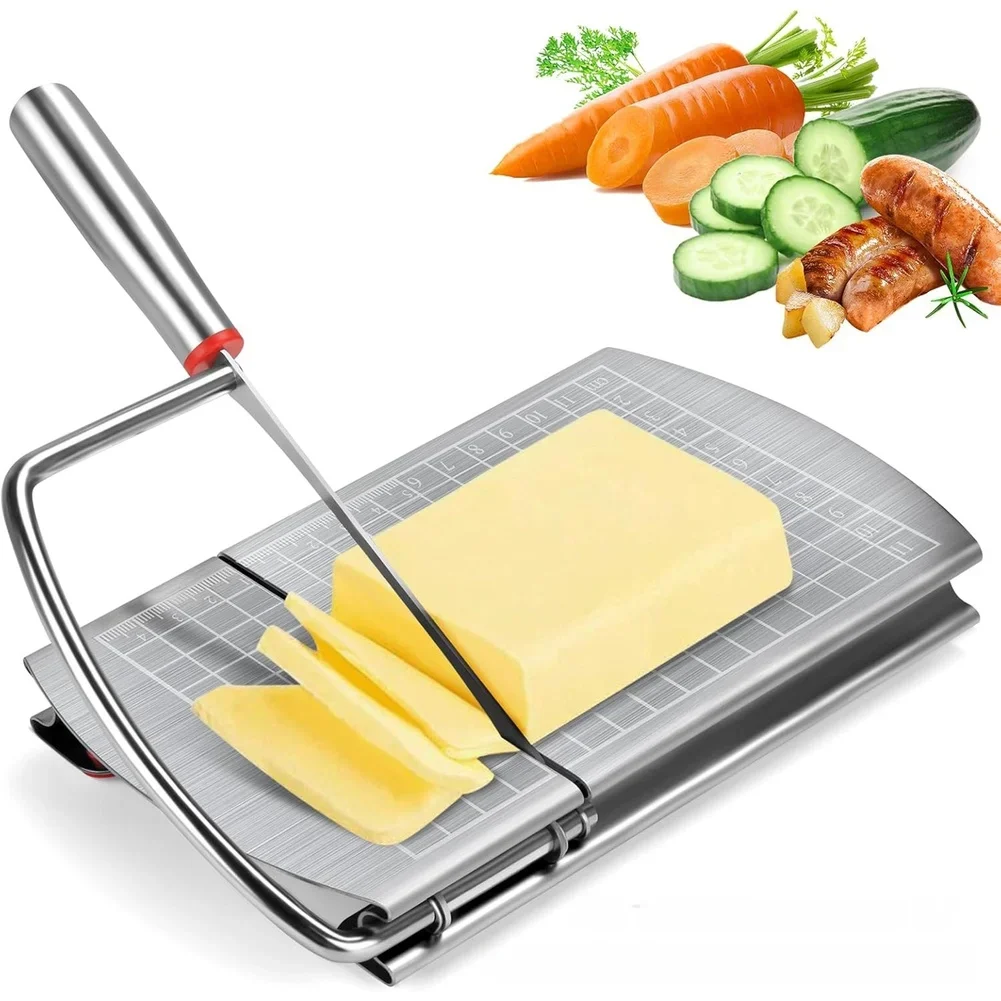 

1PC Kitchen Cheese Slicer 22.2*12.8cm Stainless Steel Cheese Slicer With Blade For Cutting Food Butter Sausage Processors