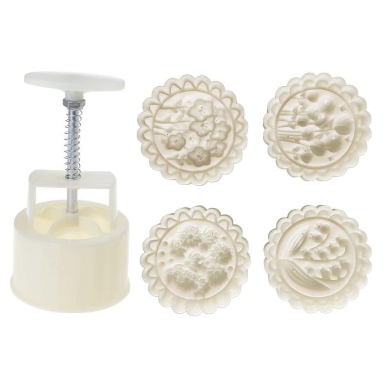 

Flowers Shaped Plastic Mooncake Stamps DIY Mooncake Moulds DIY Baking Accessories Kitchen Tool for Mid-Autumn Festival