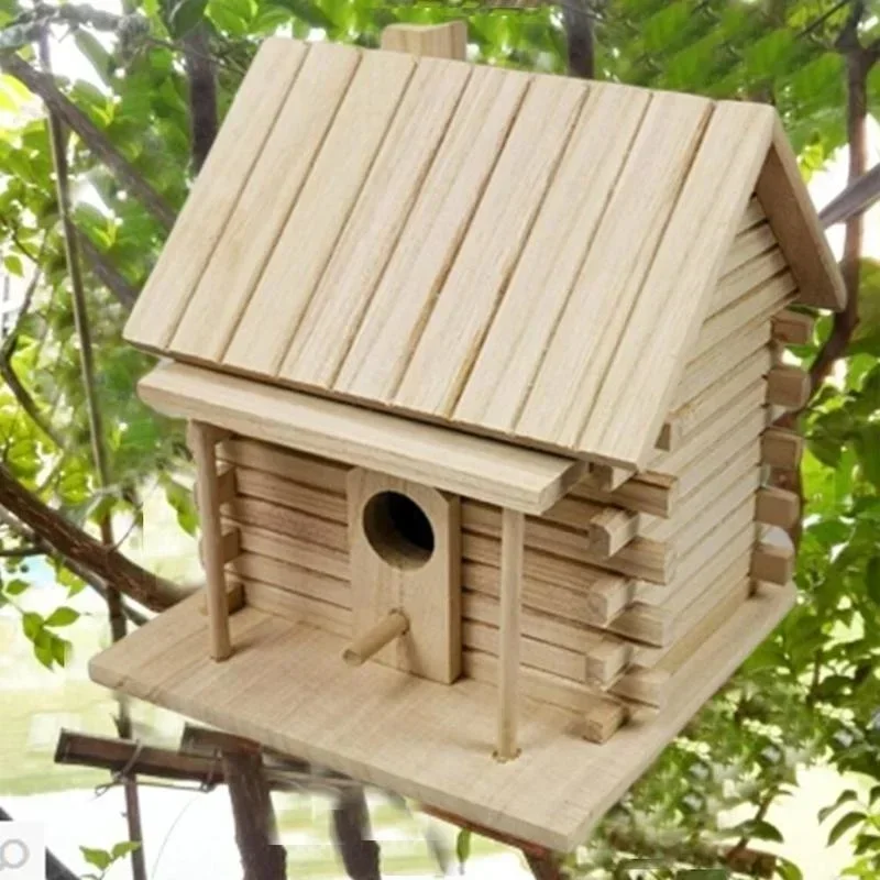 Bird Cage Accessories Birdhouses For Outside Wooden Bird House Nesting Box Hanging Bird Nests Home Garden Decoration