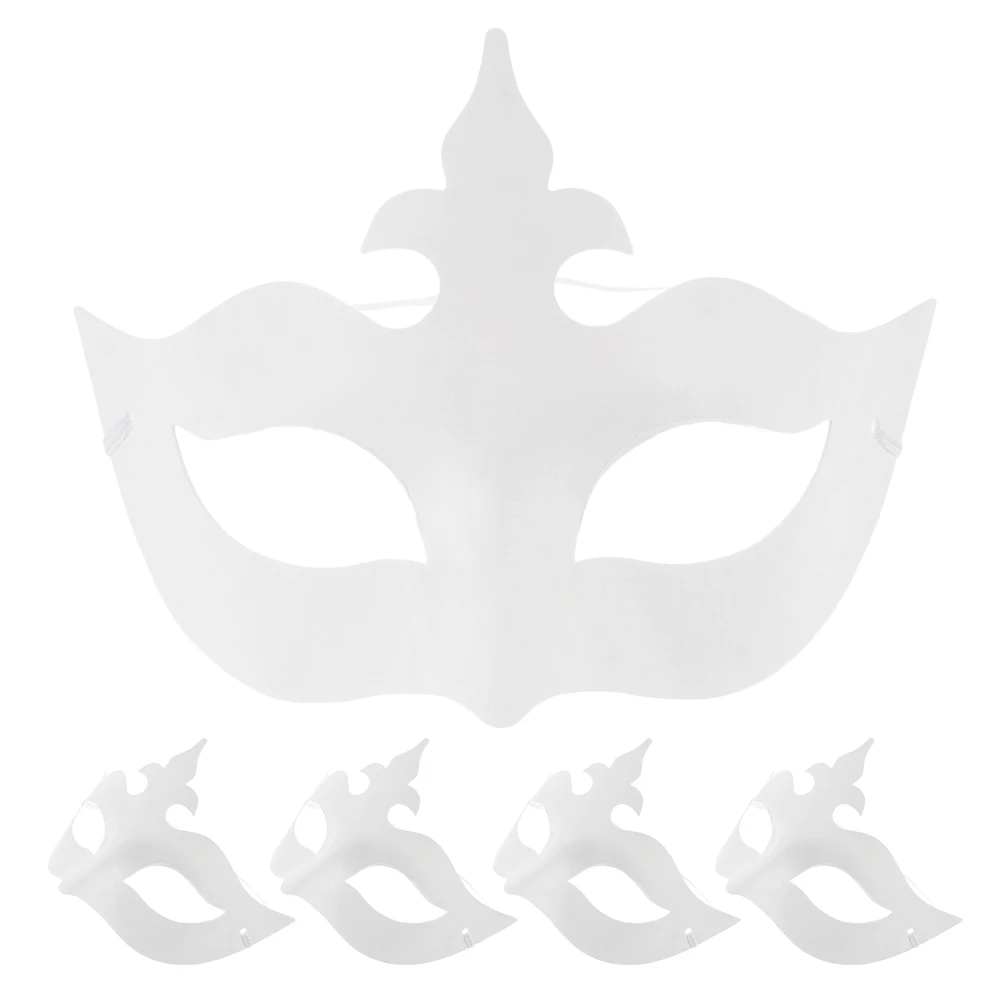 5개 DIY 흰색 종이 공예 키트, 가장무도회 파티, 카니발, 마디 그라 의상 행사용, 무지 페이스 공예 용품, 페인트 가능한 마스크