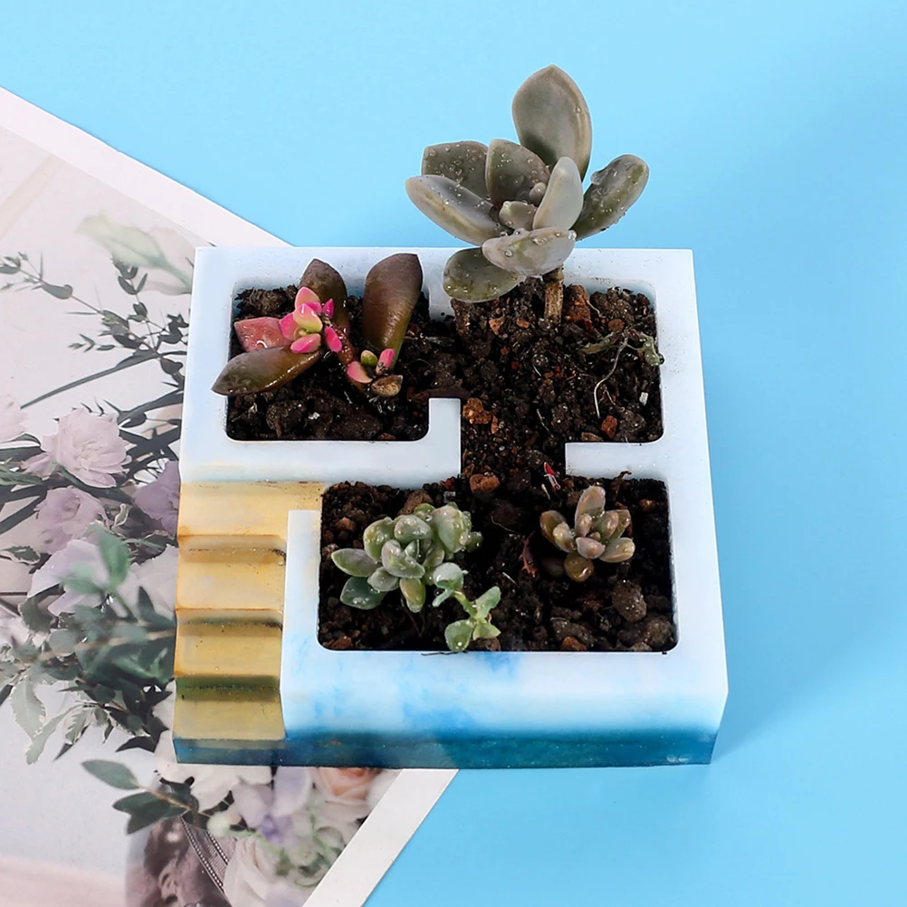 

Silicone Storage Box Mold Durable Practical DIY Silicone Mold for Flowerpot Crystal Epoxy Holder Reverse Mould