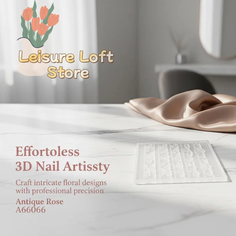 3D Ice Crystal Floral Nail Silicone Mold Hand Carved Relief Design Reusable Mould for Home Salon Nail Art Decoration
