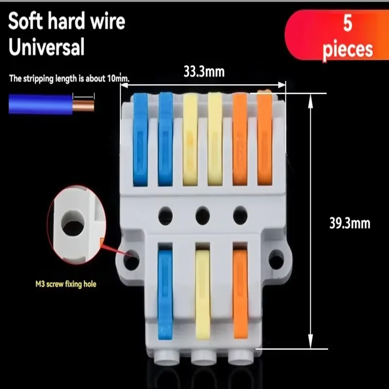 5PCS 3-6/3-9 New Wire Connector Soft And Hard Cable General Mini Press Quick Terminal D3-6 D3-9 Three In Six Out Nine Out image 5