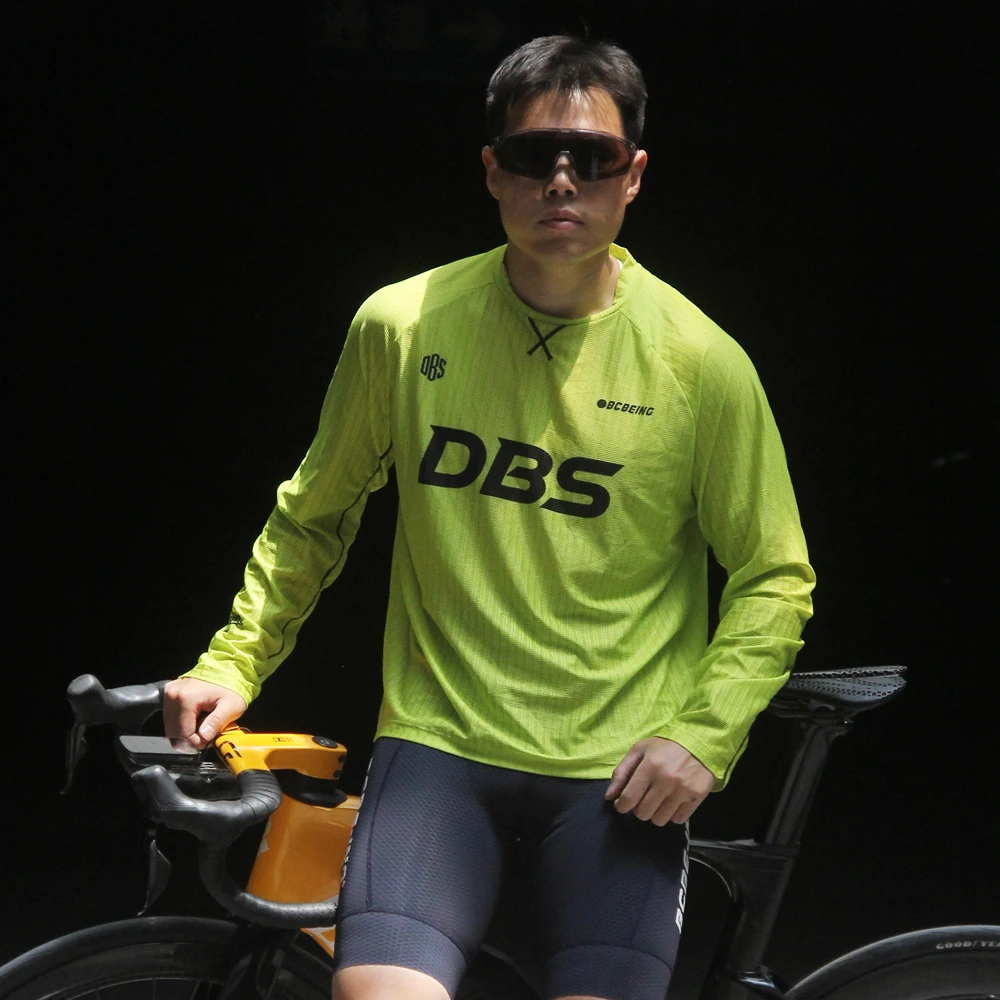 BCBE-ING DBS Fahrradtrikots mit langen Ärmeln, atmungsaktives Mesh, schnell trocknend, Übergröße, Fahrrad-T-Shirts, Radtrikot, Fahrradbekleidung – Detail 5