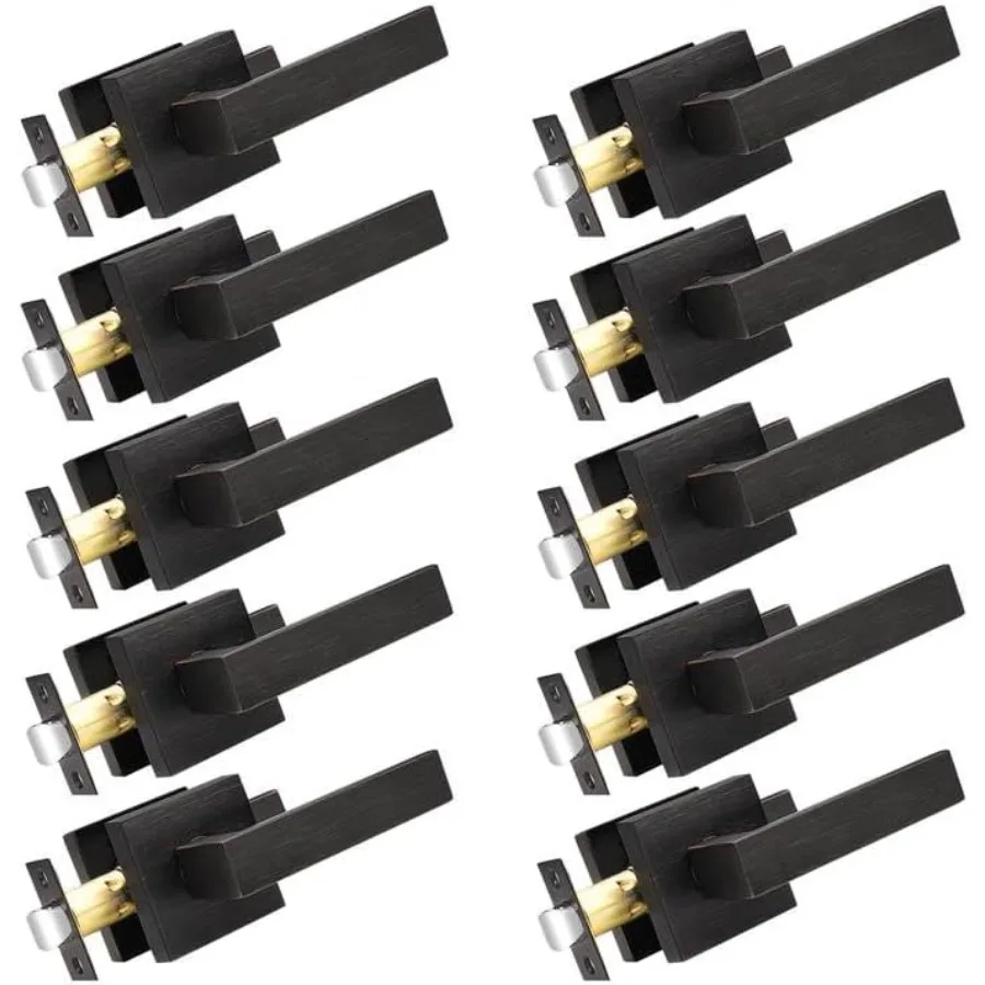 Leve per porte in bronzo lucidato a olio per porte di passaggio del corridoio e dell'armadio Leve quadrate in stile moderno Interni resistenti senza chiusura