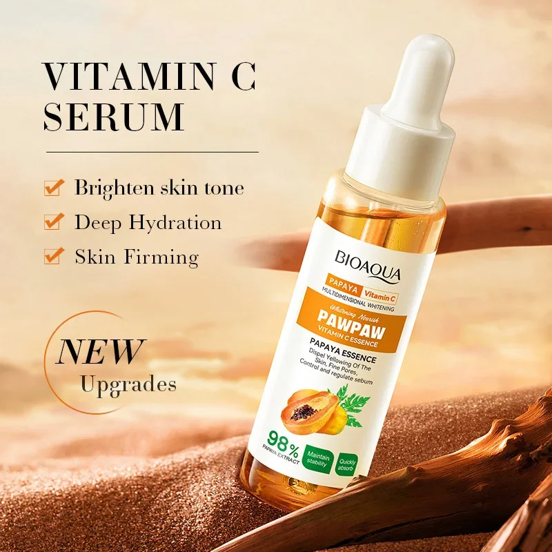 BIOAOUA Papaya Vitamin C Serum Anti-Oxidation Moisturizing Nourishing Brightening Whitening Skin Facial Essence Skin Care