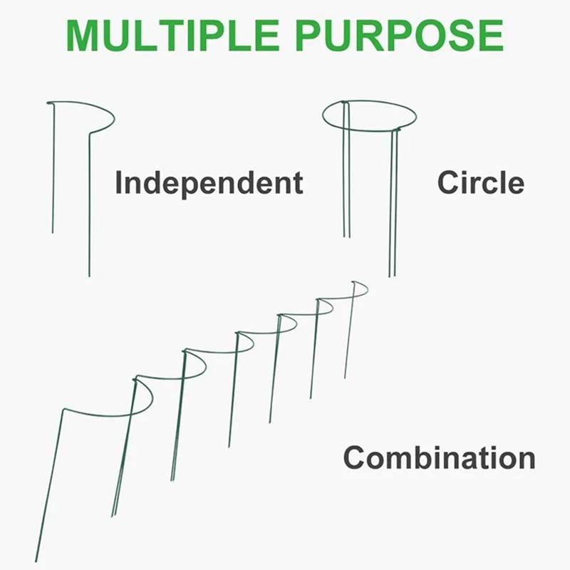 15.7 Inches Half Round Garden Plant Support Ring With Plant Labels, Metal Garden Border Supports