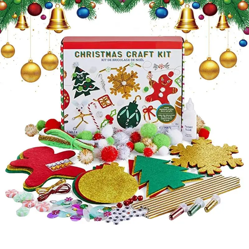 

New Christmas Art Craft Sewing Kit Fun Christmas Snowflakes Gingerbread Man Making Kits Education Kids Gifts Ornament