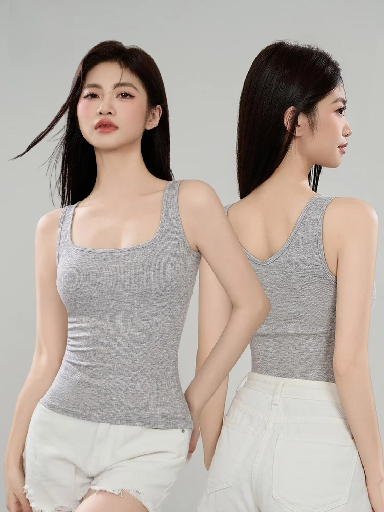 Ele Sle Canotta Bal monopezzo da donna Casual Faion Capispalla U-Ne Design semplice con strato base imbottito sul petto