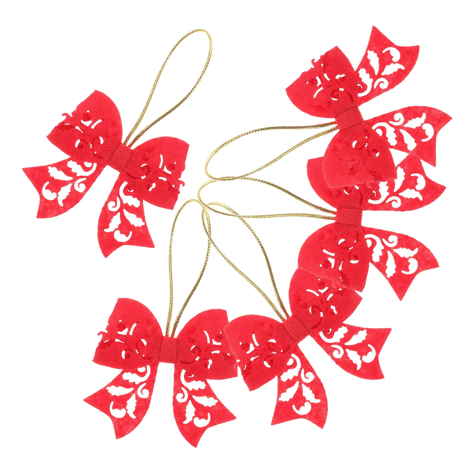 

5Pcs Red Holiday Cotton Bow Ornaments for Christmas Tree Hanging Decoration Small DIY Ribbon Bows Party Craft Wreath Decor