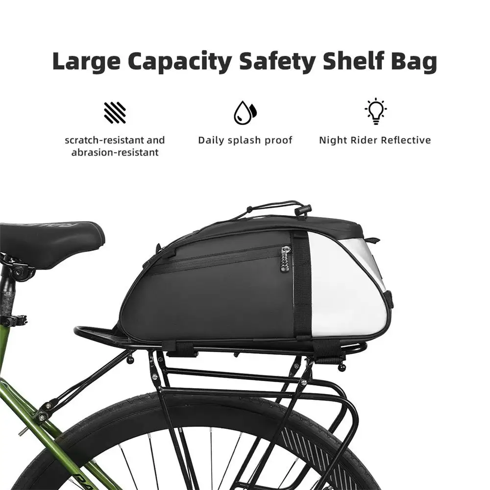 Lixada Bike Trunk Bag Large Capacity Reflective Bicycle Rear Rack Bag Multi-Purpose Bike Luggage Bag