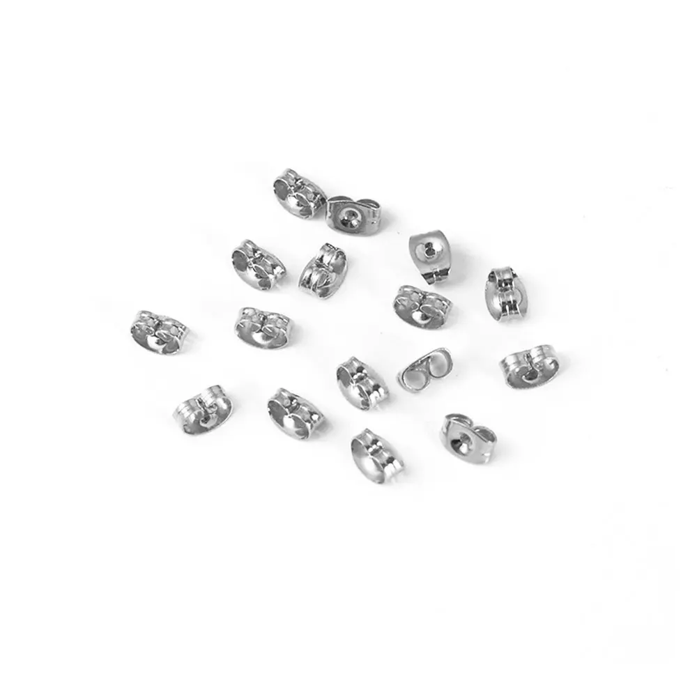 100Pcs Stainless Steel Earring Back Plug Earring Settings Base Ear Studs Back Stopper Butterfly Ear Stopper DIY Jewelry Making 3