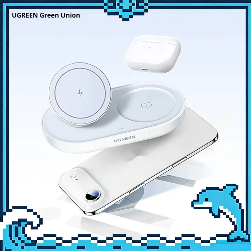 ugreen-w501-qi磁気ワイヤレス充電器ブラケットデスクトップ2-in-1垂直magsafeインテリジェントトリプル温度制御
