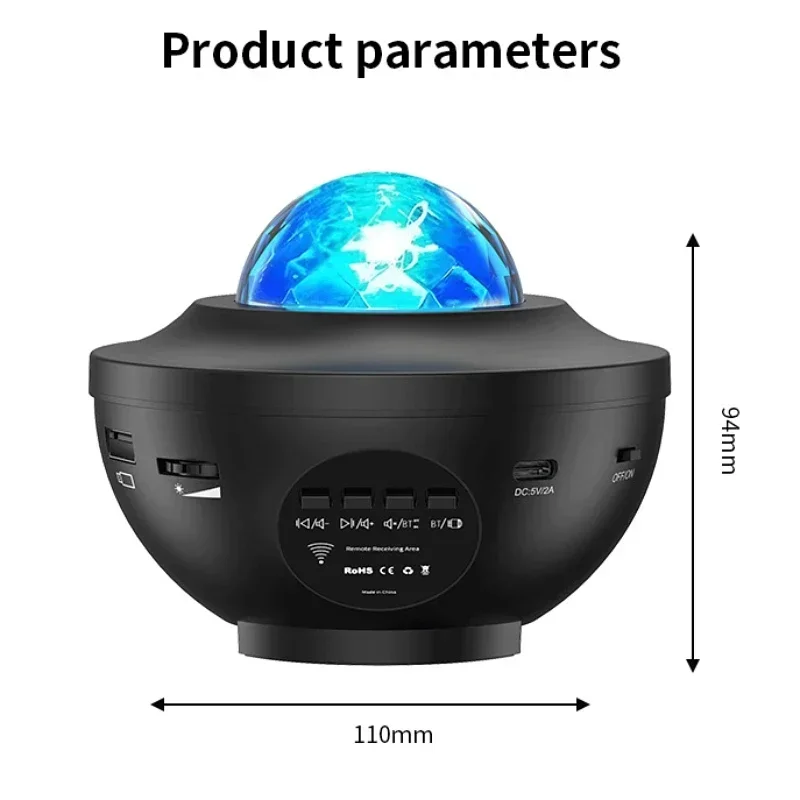 Dreamy Northern Lights Starry Sky Projection Lamp Water Ripple Effect Bluetooth Music Full Sky Stars for Relaxation And Sleep